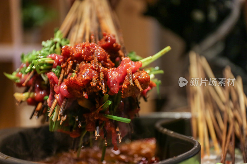 美食小吃烤串特写