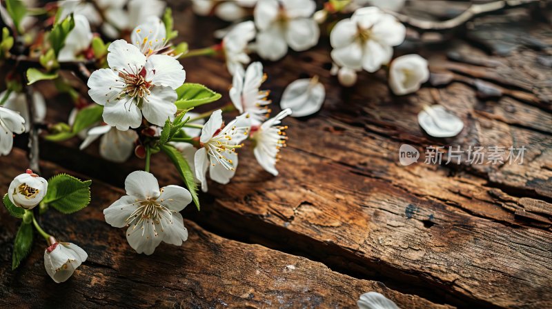 棕色木板上的樱花