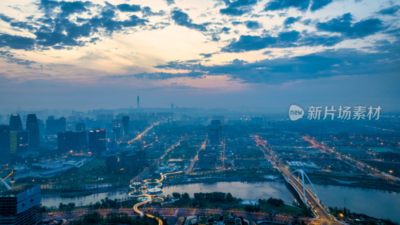 成都锦江区金融城东城市建设清晨航拍