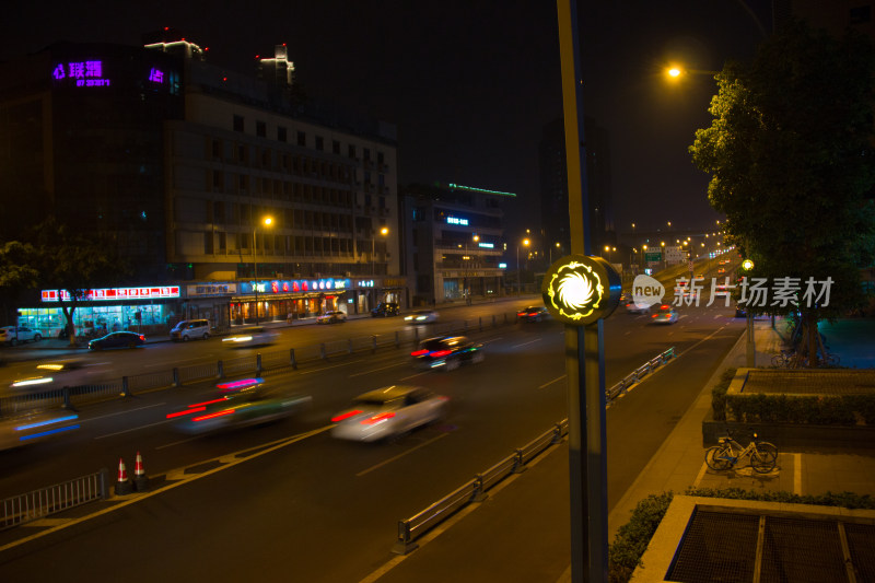 成都都市夜色车流车轨延时摄影