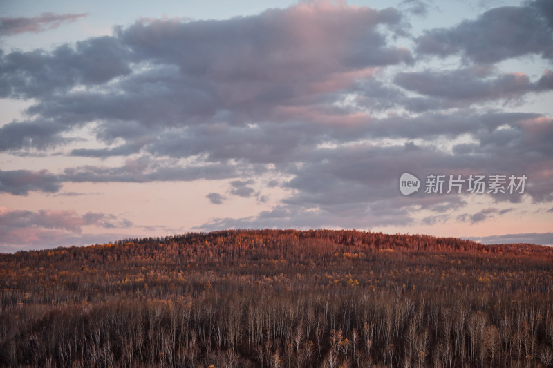 呼伦贝尔临江村日落景色