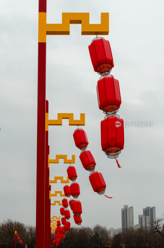 陕西省西安市大明宫国家遗址的红灯笼