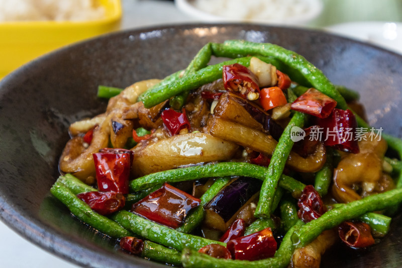 静物美食餐饮湘菜茄子炒豆角