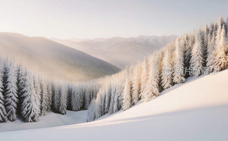 冬季森林白雪覆盖风景