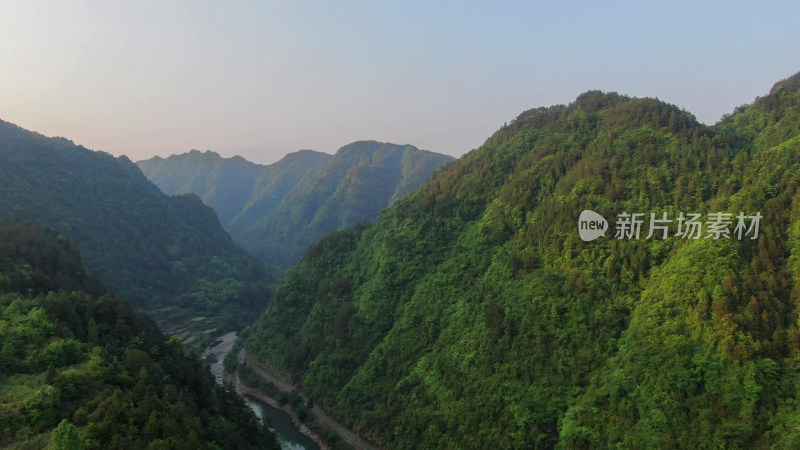 航拍大山峡谷森林自然风光