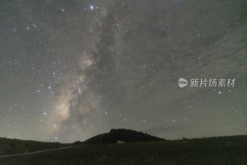 璀璨星空下的夜晚草地景象