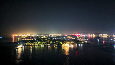 福建厦门鼓浪屿夜景航拍