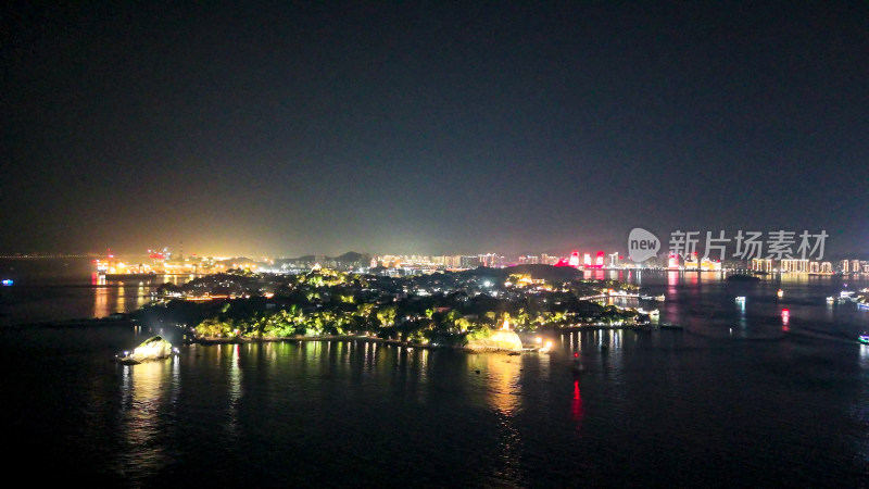 福建厦门鼓浪屿夜景航拍