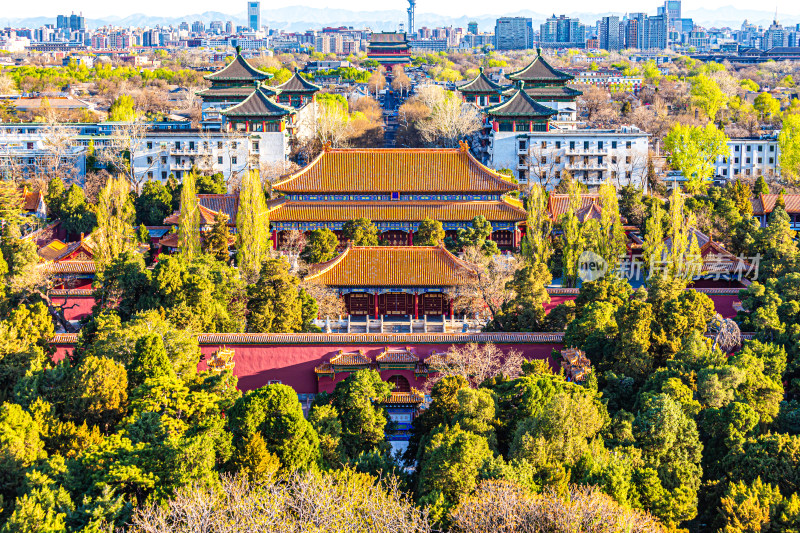 北京东城区景山上向北远观北京中轴线