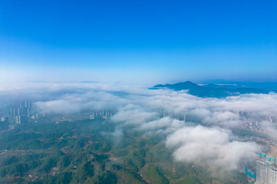 城市清晨云海风景航拍摄影图