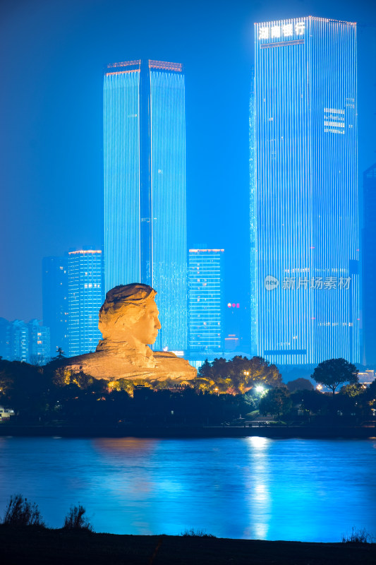 长沙橘子洲头夜景城市风光