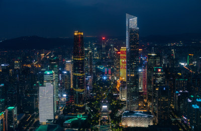 俯瞰广州城市夜景