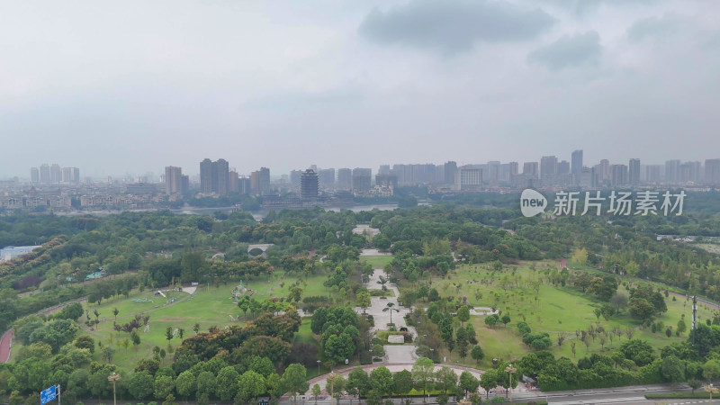 航拍四川眉山东坡城市湿地公园摄影图