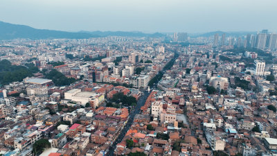 泉州东西塔航拍泉州西街开元寺夕阳日落风景