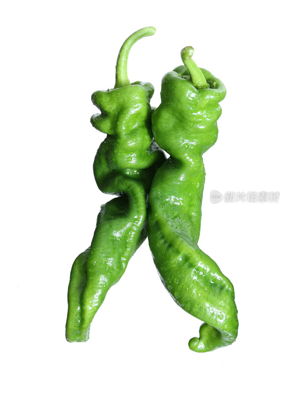 新鲜绿色蔬菜辣椒的白底图
