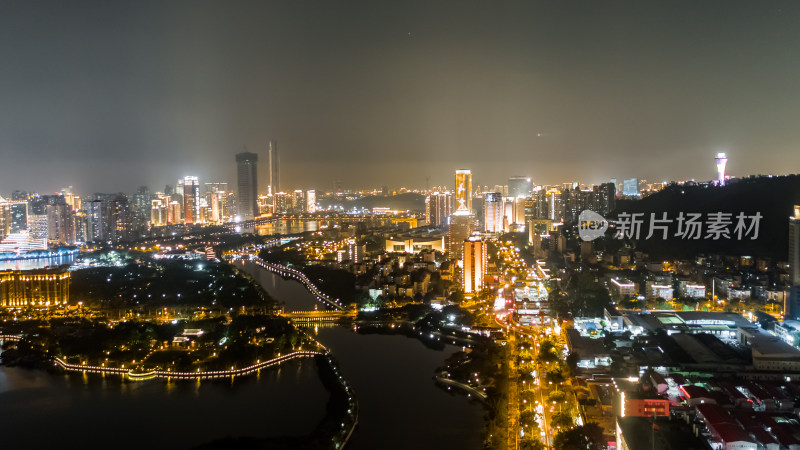 福建厦门城市夜景航拍