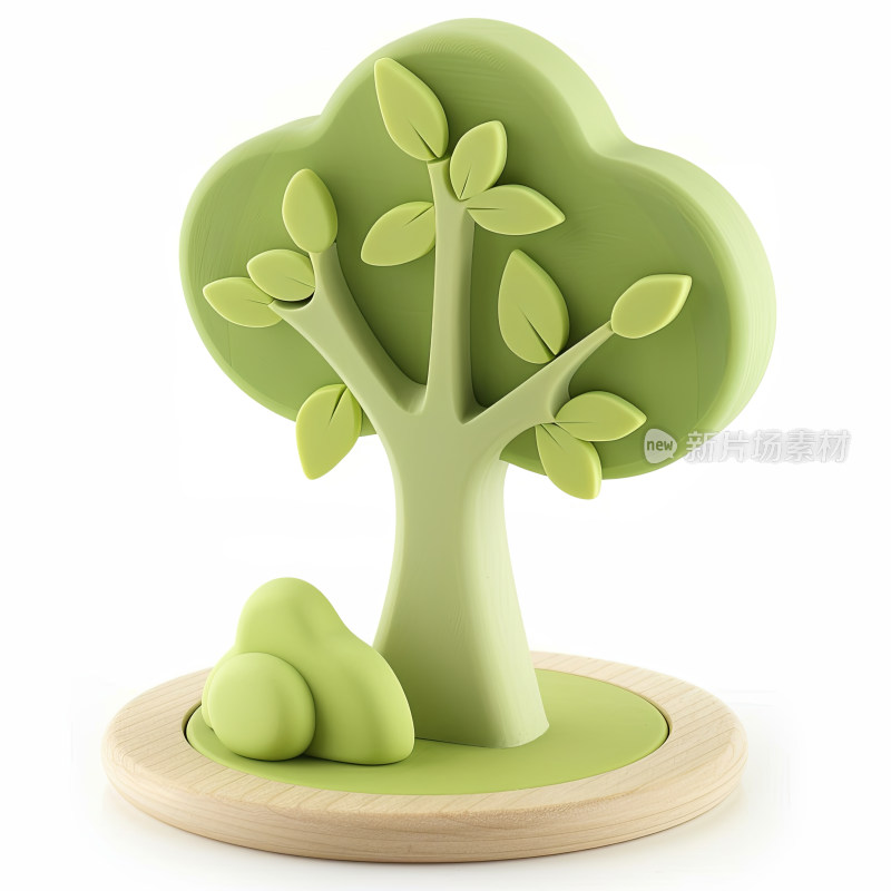 3D树叶子绿色C4D标志