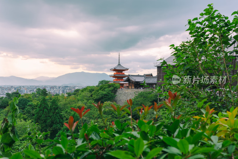 日本京都著名旅游景点音羽山清水寺风光