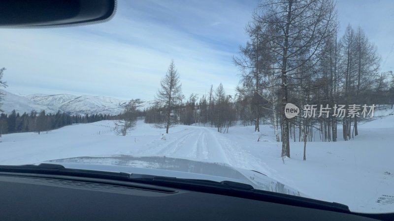 雪 雪地 新疆 雪路 驾驶 喀纳斯