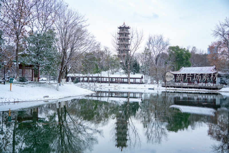 武汉冬天解放公园雪景