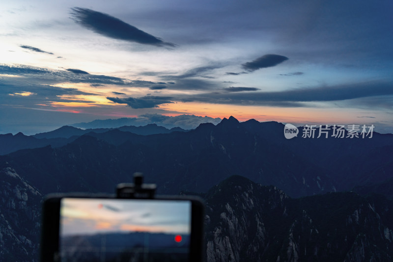 西岳华山日出日落朝霞晚霞云海美景