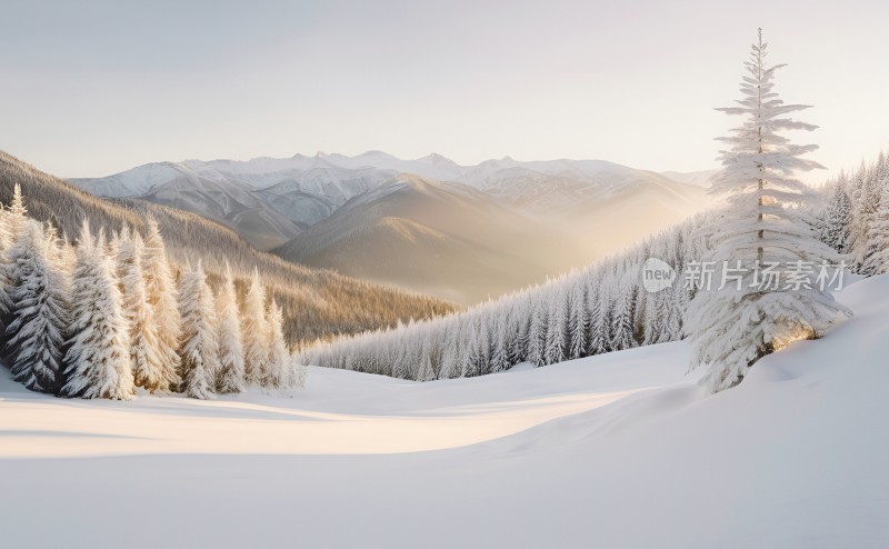 冬季森林白雪覆盖风景