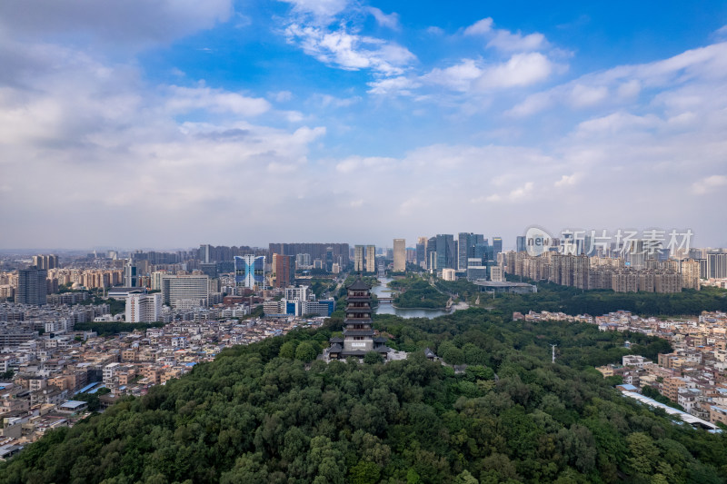 广东佛山魁星阁地标建筑航拍图