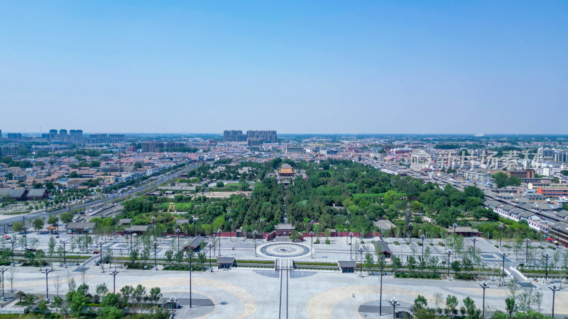 航拍河南周口淮阳太昊陵景区