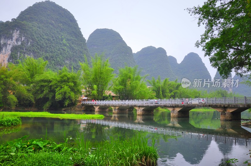 河池盘阳河山青冰秀倒影迷人小桥流水好风光