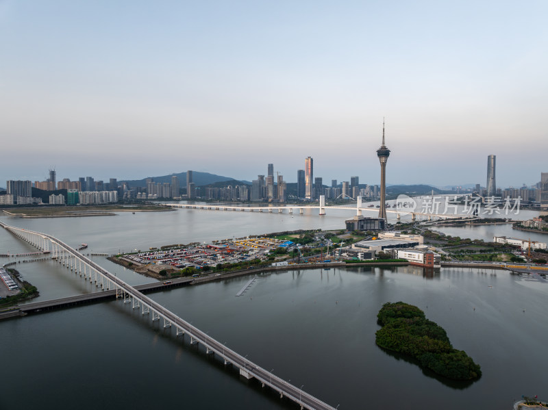 澳门半岛新葡京澳门塔CBD璀璨都市夜色