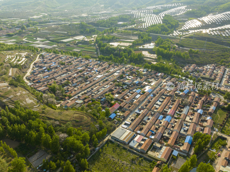 航拍山东省日照市五莲县美丽乡村鲁东南丘陵