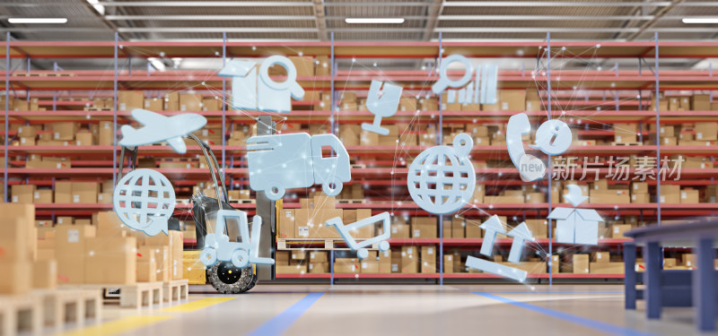仓库内智能物流与科技元素