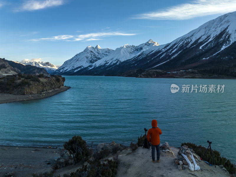 西藏昌都然乌湖来古雪山冰湖高空航拍