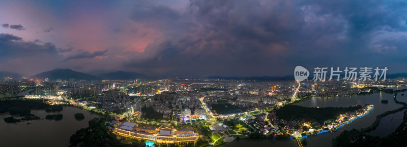 肇庆城市夜景灯光航拍全景图