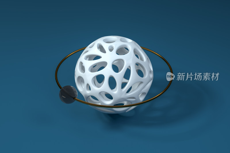 抽象白色网状球体 3D渲染
