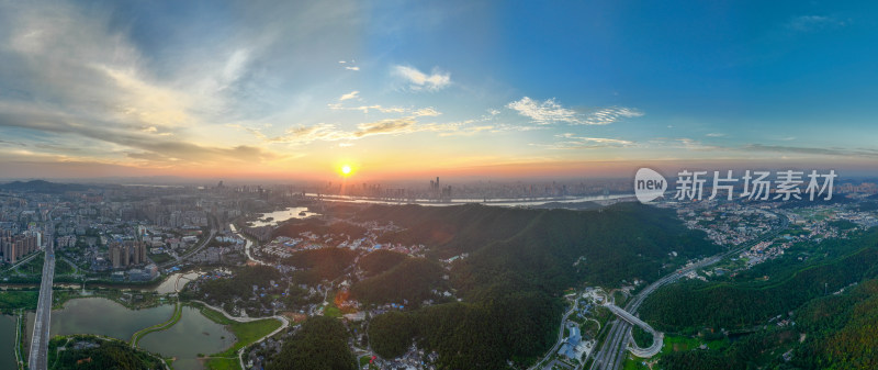 城市高楼林立的长沙江景航拍全景