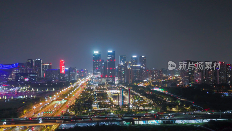 航拍成都天府新城成都SKP夜景摄影图