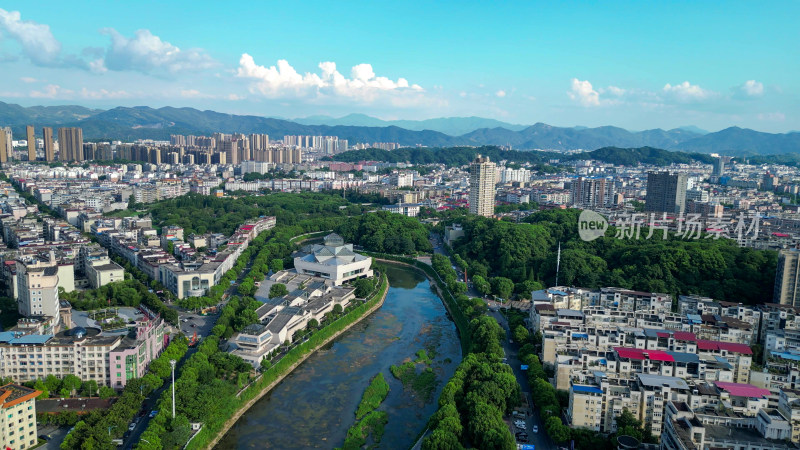 航拍江西萍乡城市天际线萍乡大景