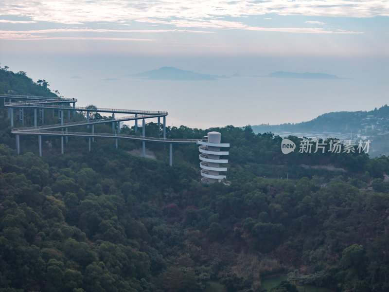 福建厦门观海山公园圆形栈道航拍