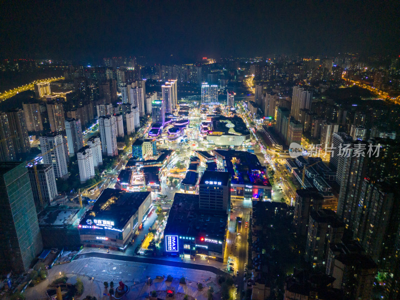 四川自贡华商国际城夜景航拍图