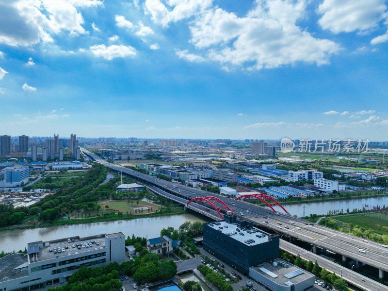 航拍昆山城市乡村建筑风光大景