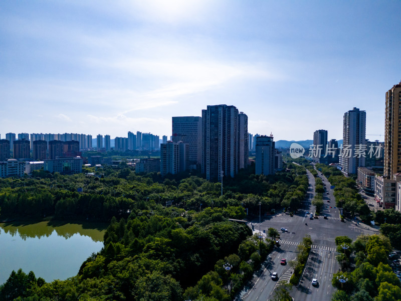 广西来宾城市高楼建筑航拍图