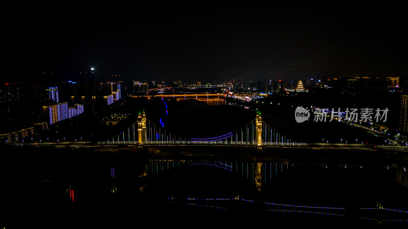 宝鸡同盟大桥夜景航拍图