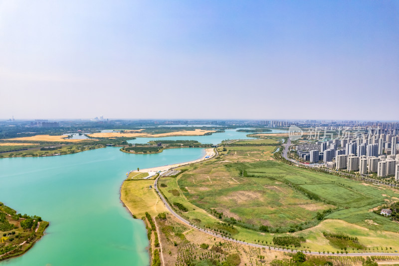 安徽淮北城市风光绿化植物公园航拍