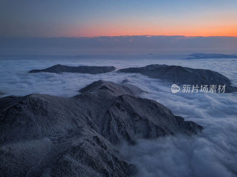 安吉桐杭岗群山森林雪景云海日落航拍