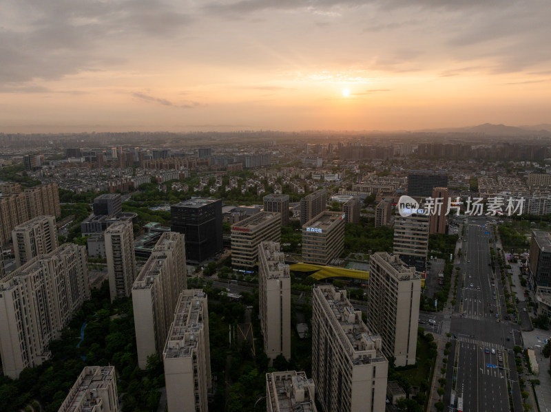 浙江宁波镇海庄市航拍景色