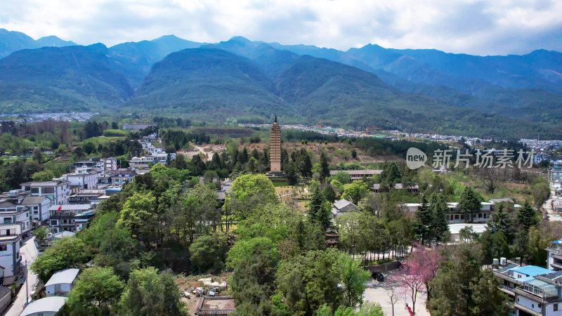 航拍云南大理崇圣寺三塔文化旅游区