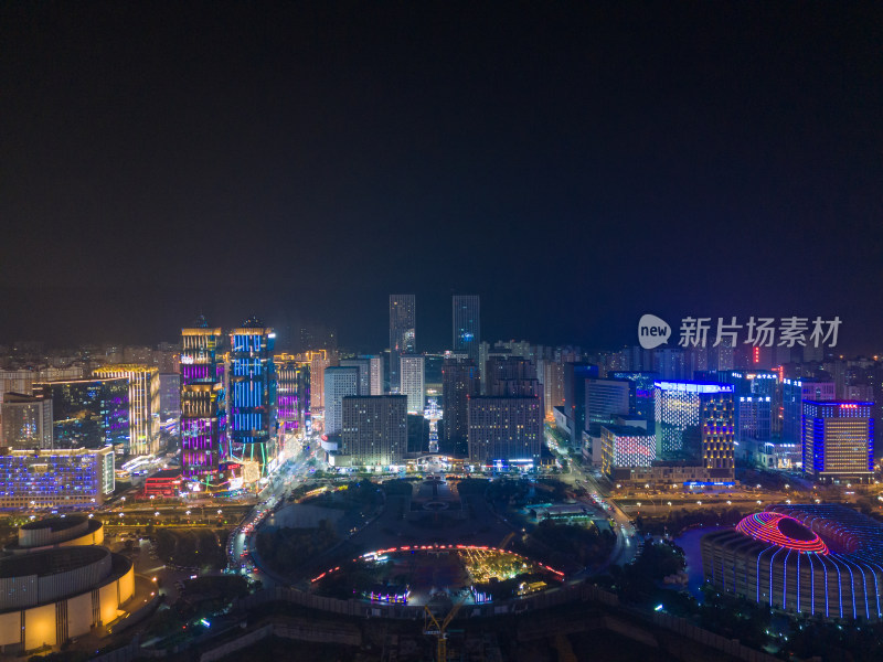 青海西宁海湖新区海湖广场夜景