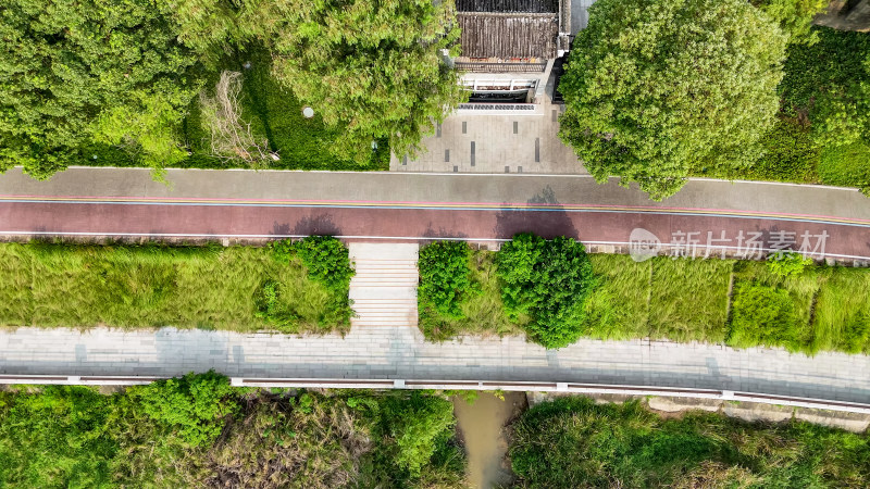 四川德阳绵远河路滑植物航拍图