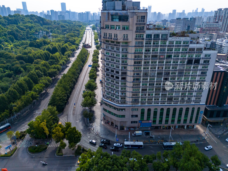 武汉辛亥革命纪念馆周边建筑交通航拍图